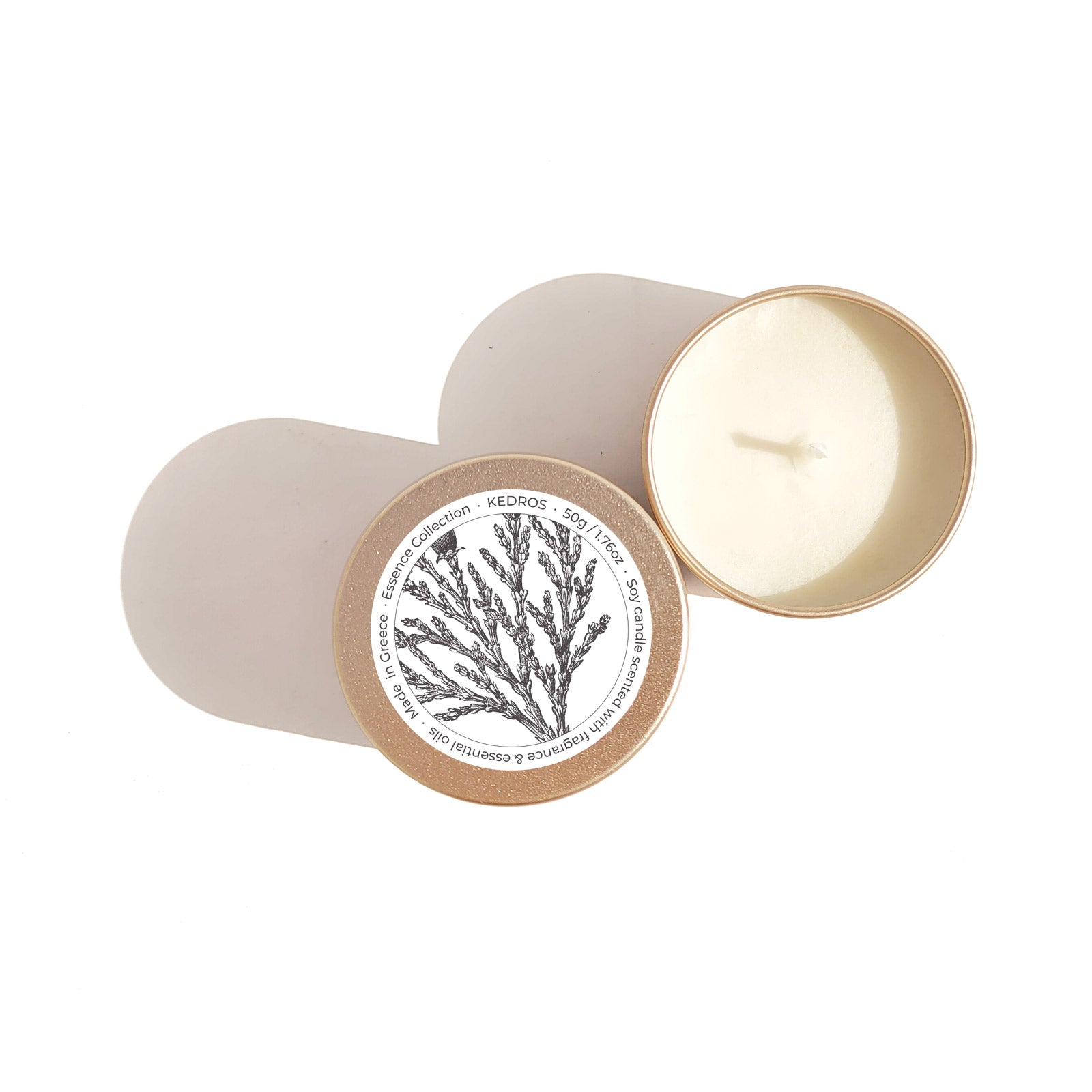 Thymos Travel Candle. Scent notes: thyme, basil & lemon. Made in Greece.
